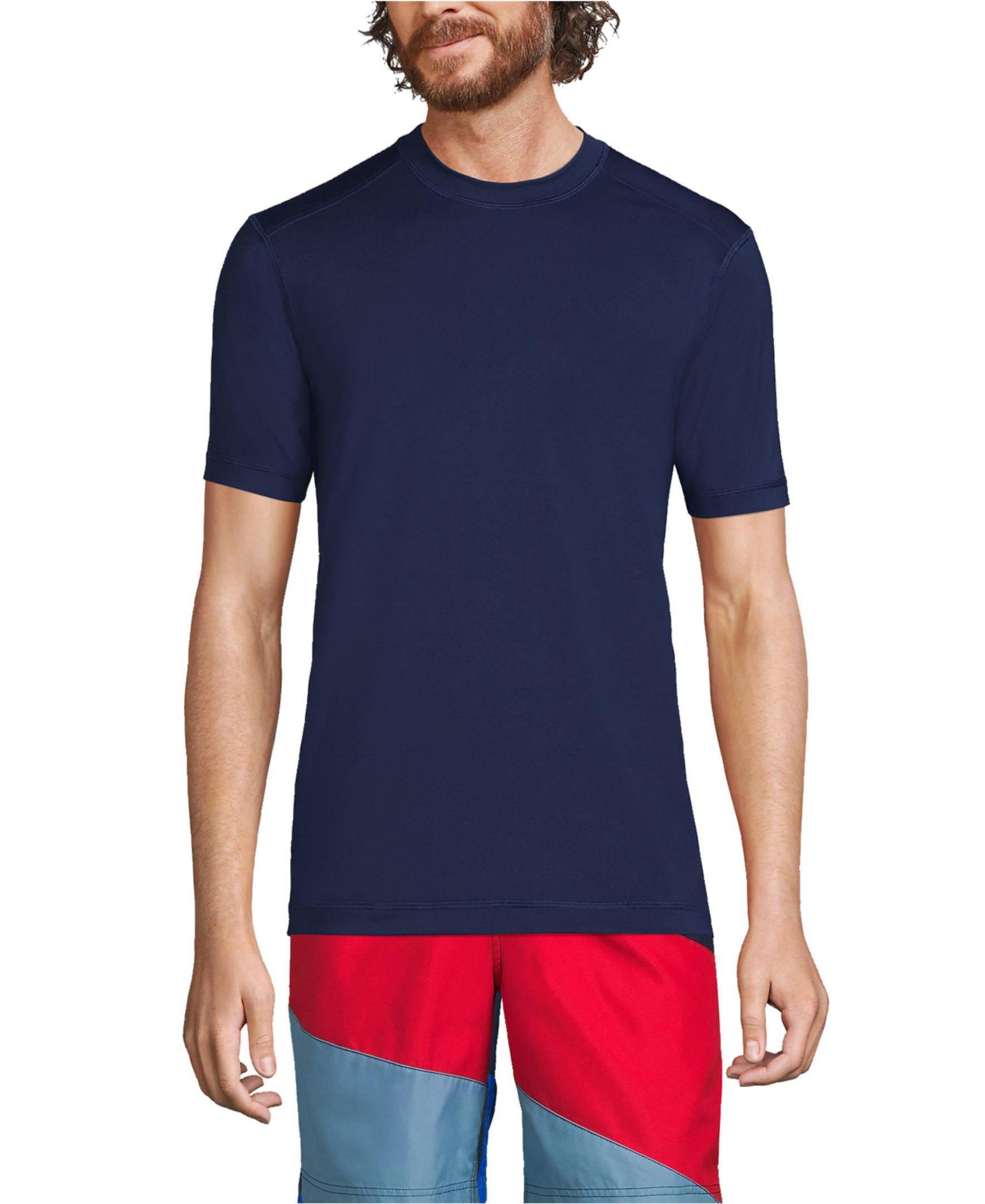 Lands' End Men's SunShade UPF 50 Short Sleeve Swim Tee Rash Guard