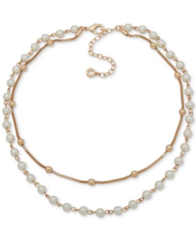 Anne Klein золотистое многорядное ожерелье с имитацией жемчуга, 16" + 3" удлинитель