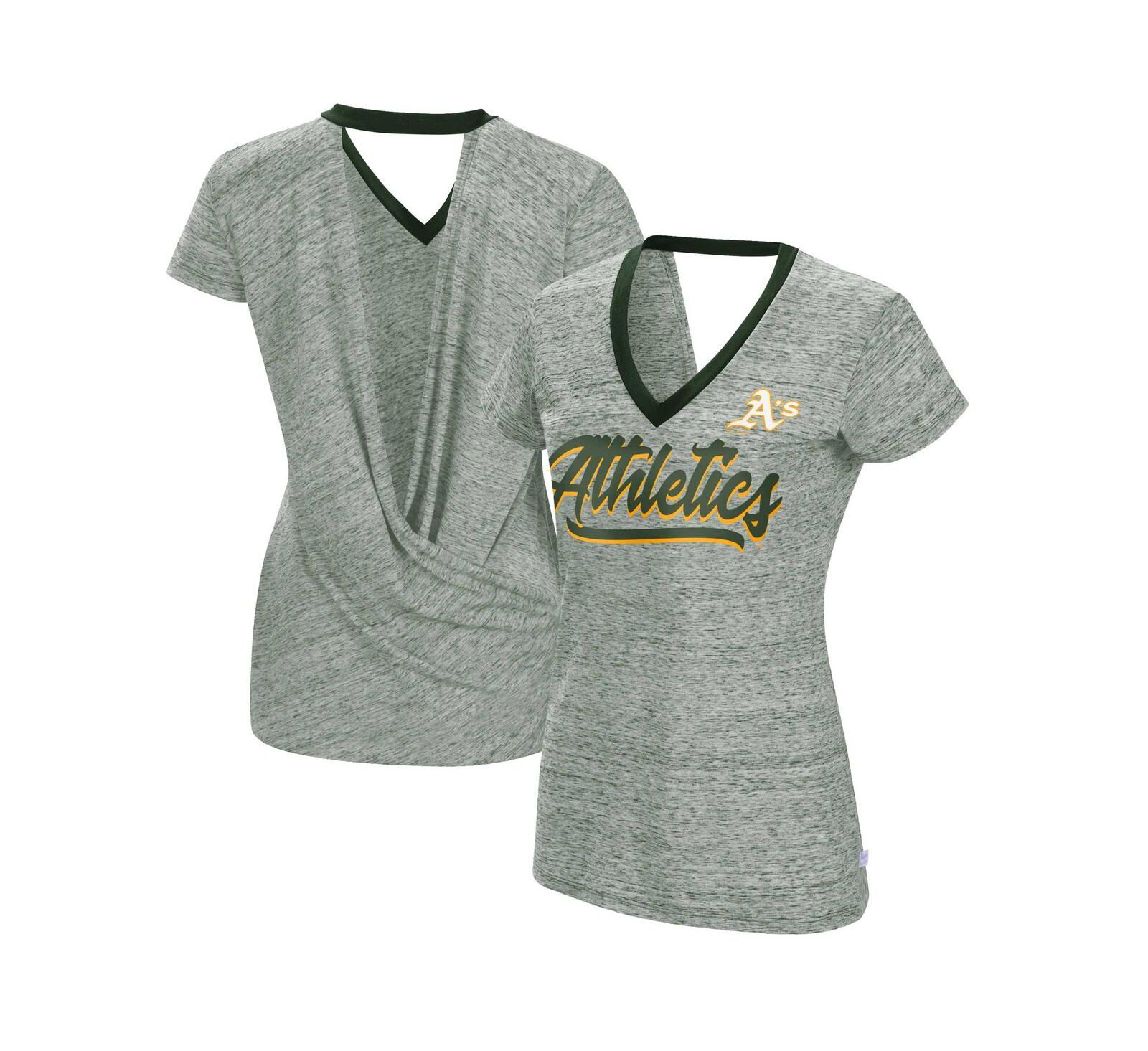 Футболка Touch Women's Oakland Athletics Halftime Back Wrap V-Neck, зеленая