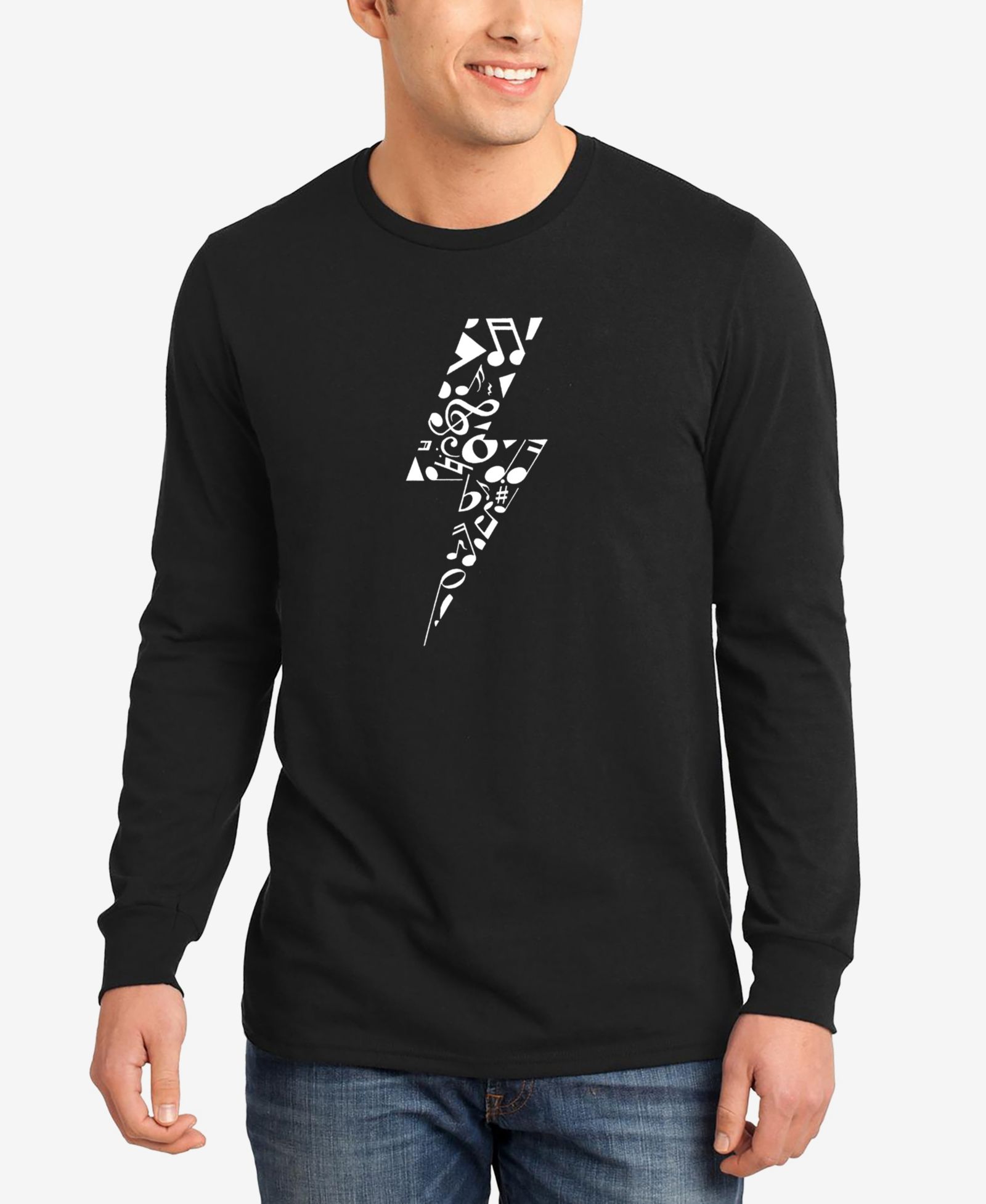 LA Pop Art Men's Lightning Bolt Word Art Long Sleeve T-shirt