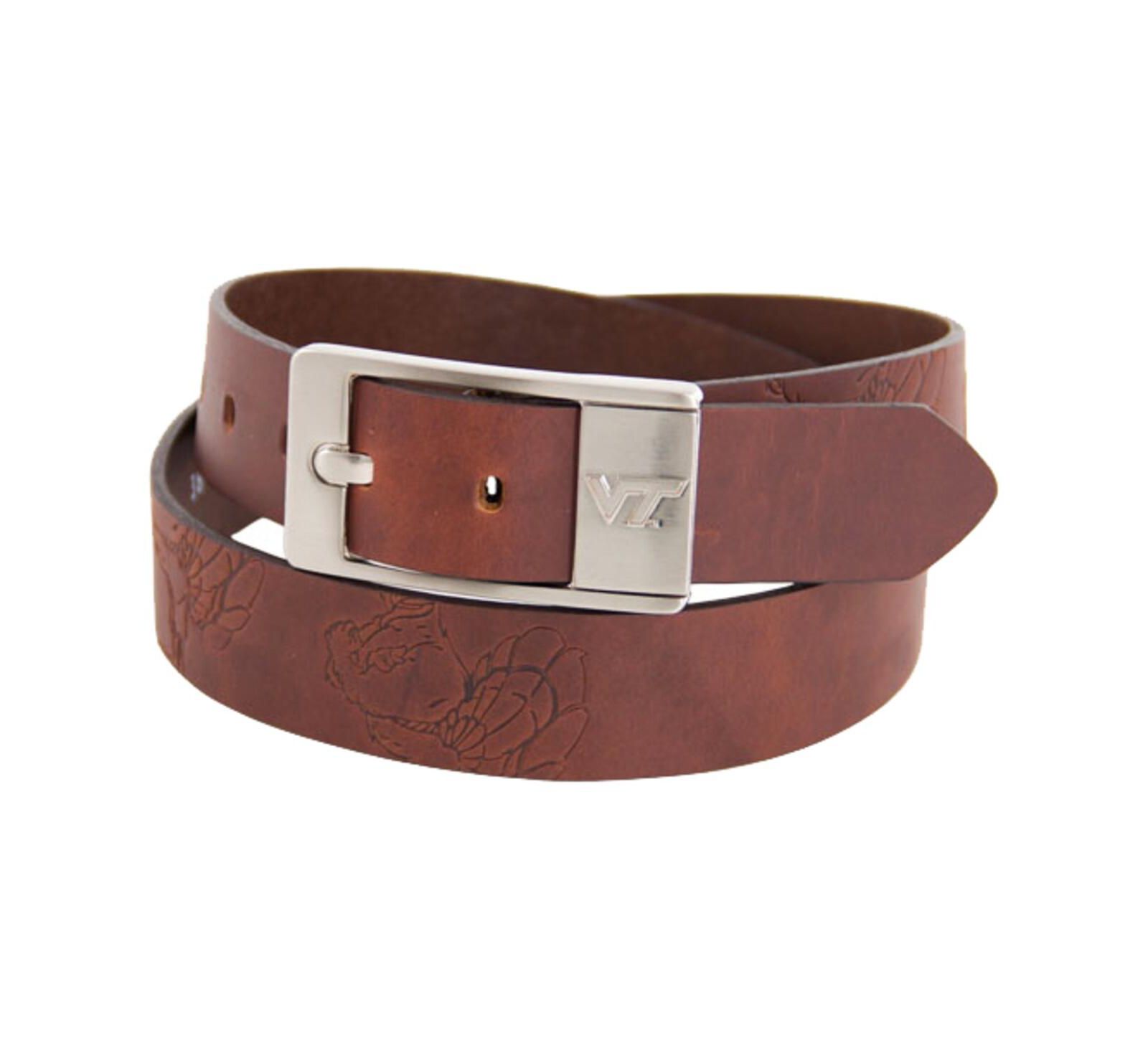 Men's Virginia Tech Hokies Brandish Leather Belt - Brown