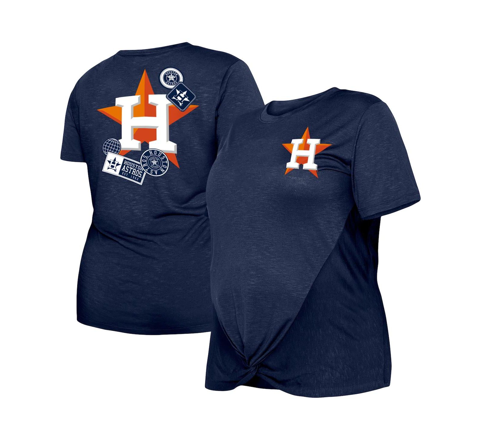 Женская футболка New Era Navy Houston Astros Plus Size с узлом спереди