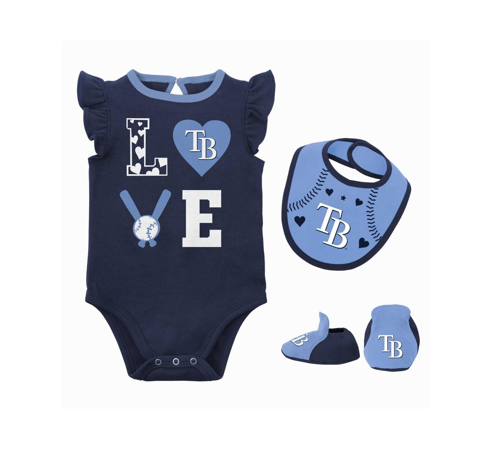 Комплект для новорожденных Outerstuff Tampa Bay Rays (боди, нагрудник, пинетки)