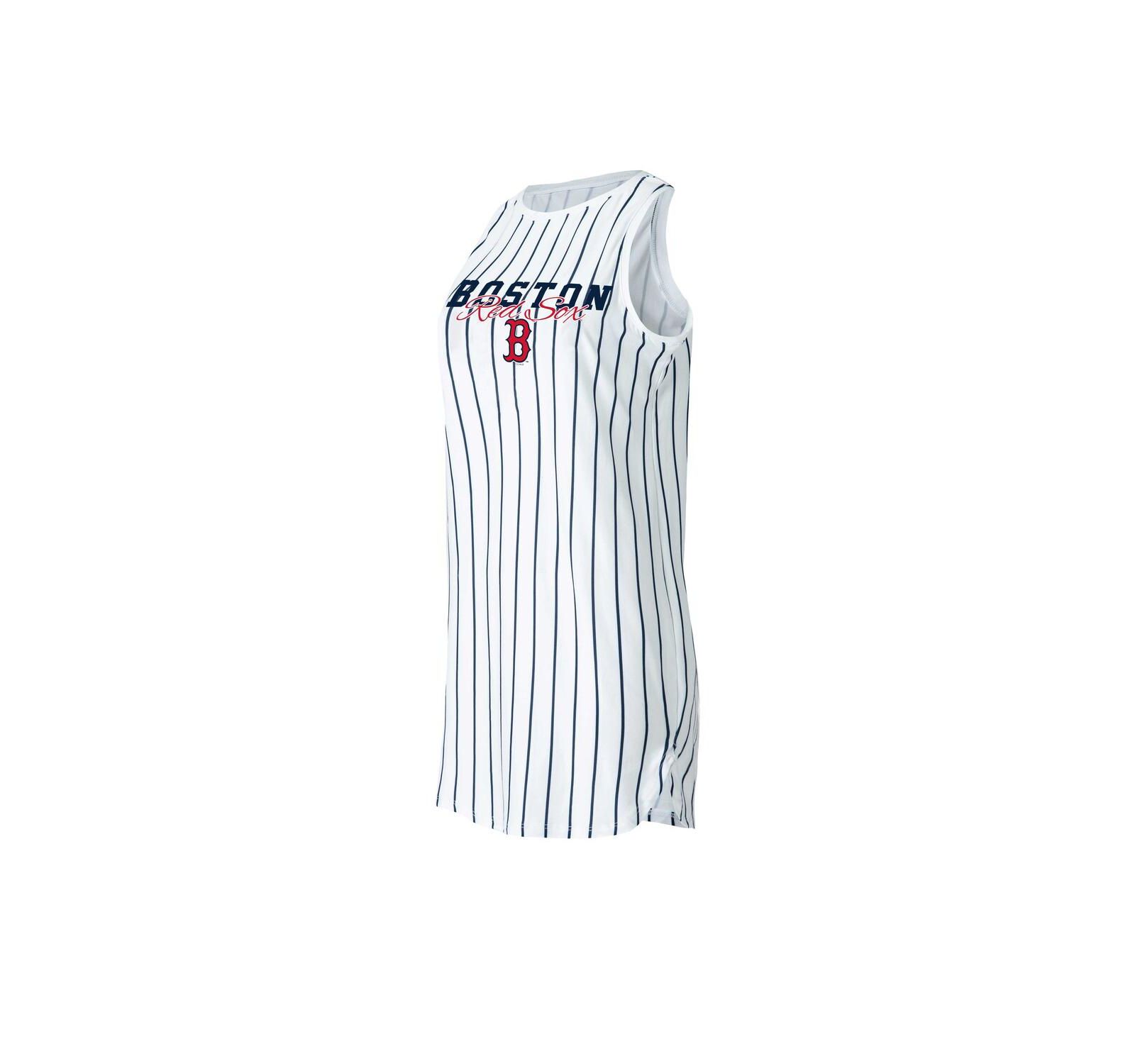 Women's Concepts Sport White Boston Red Sox Reel Pinstripe Knit Sleeveless Nightshirt