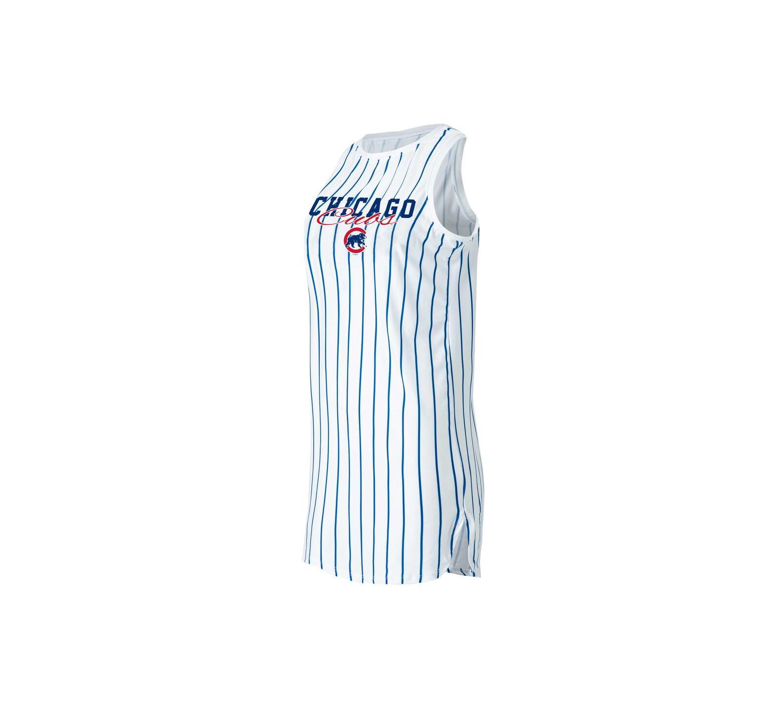 Женская ночная рубашка Concepts Sport Chicago Cubs Reel Pinstripe в цвете White