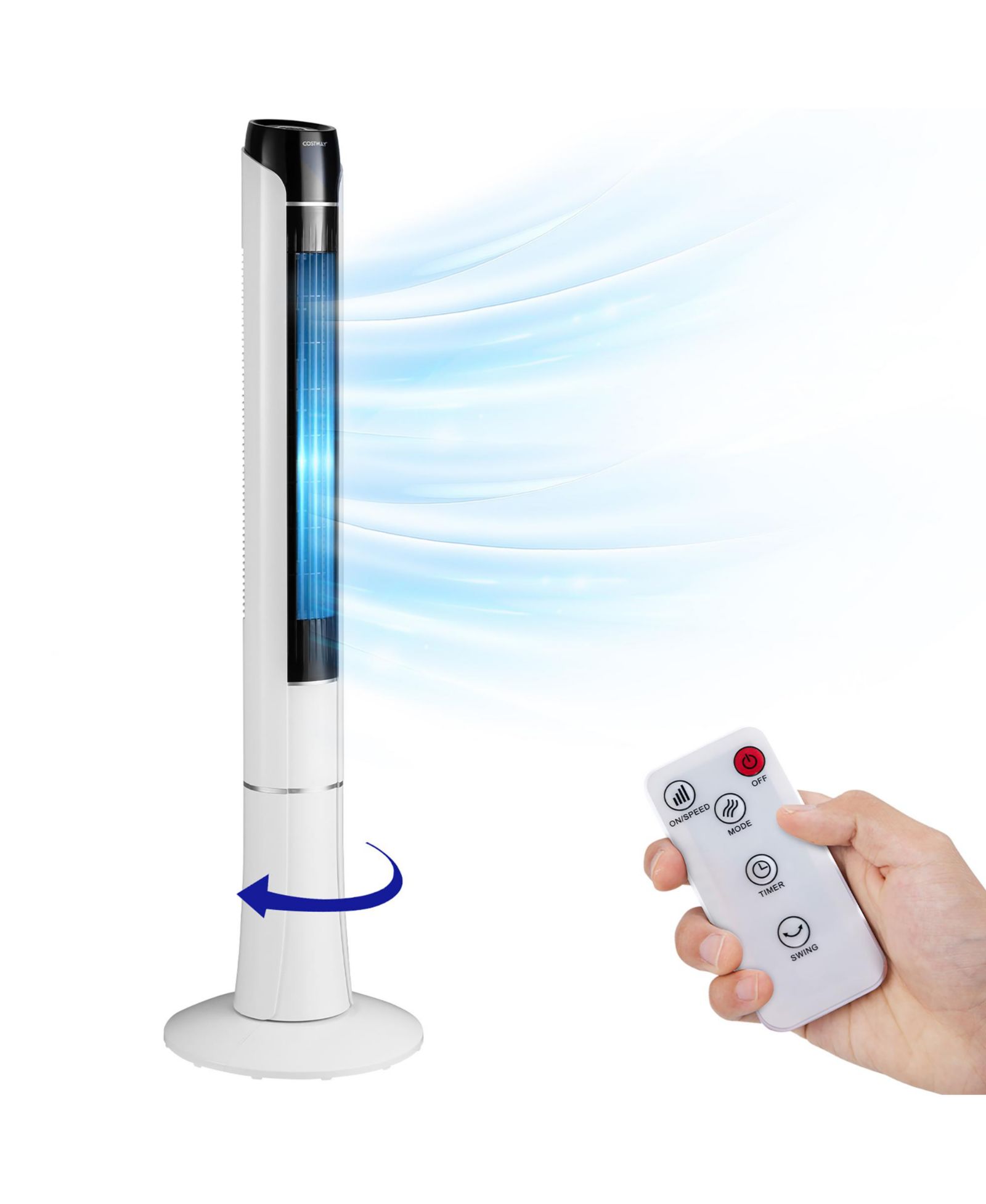 48'' Tower Fan 80 degree(s)Oscillating Bladeless Fan w/Remote LED Control