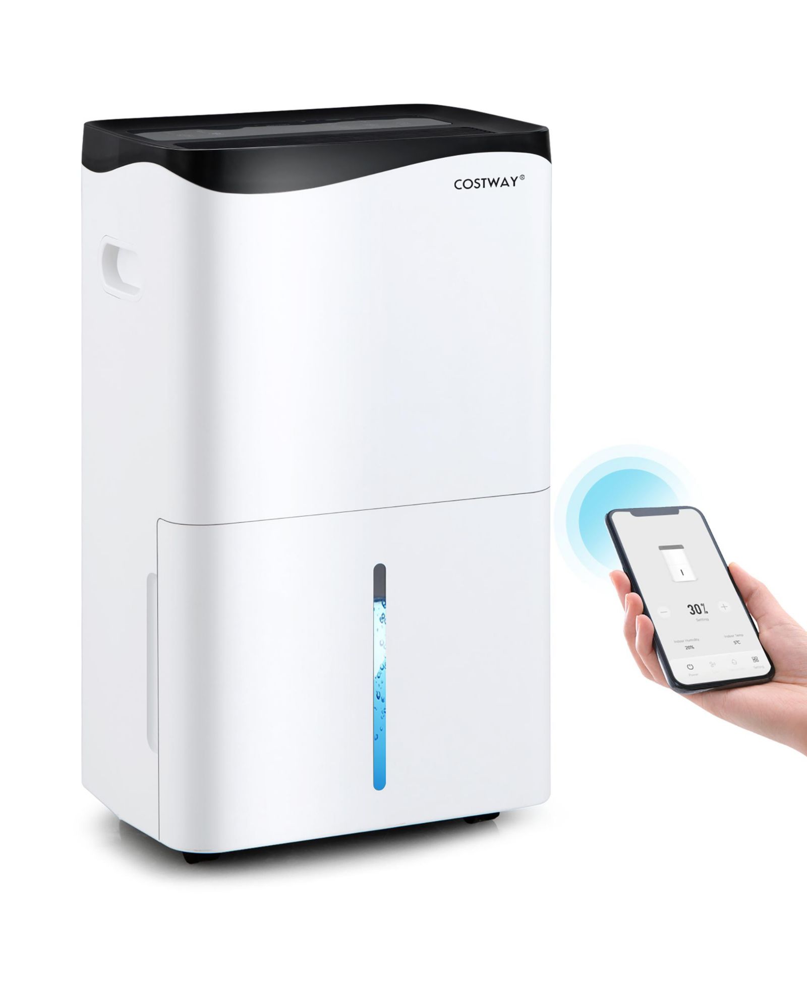 Осушитель воздуха Costway 100-Pint для дома и подвалов с управлением через приложение и Alexa