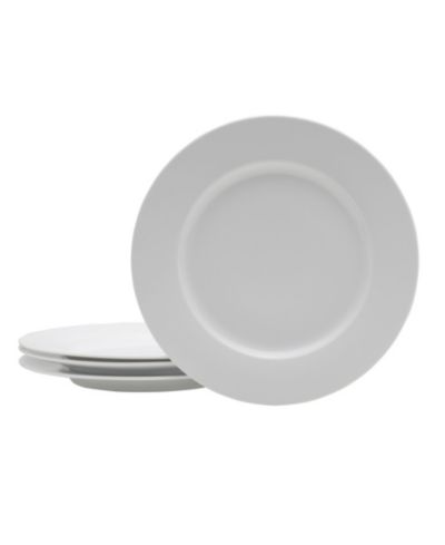 Fitz and Floyd Everyday Whiteware Classic Rim Dinner Plate 4 Piece Set