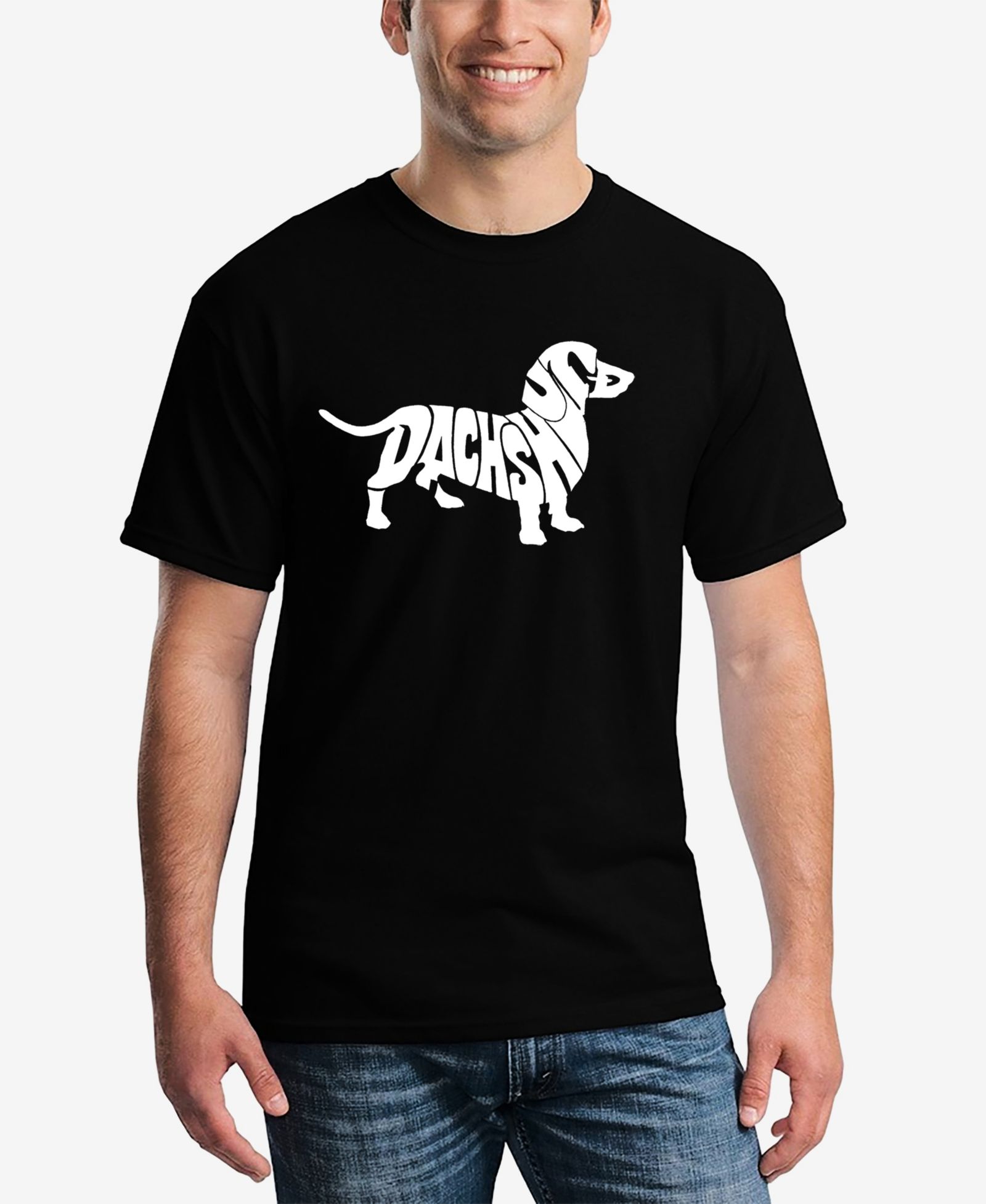 LA Pop Art Men's Word Art Dachshund Short Sleeve T-shirt