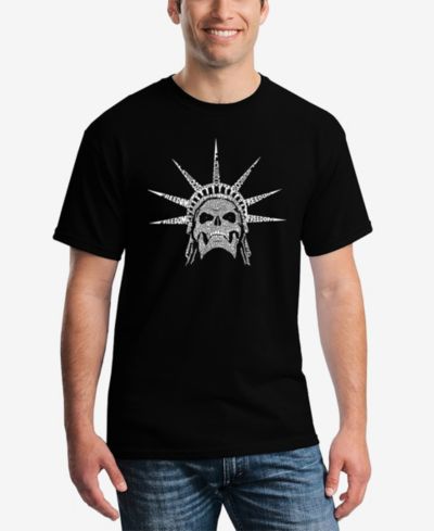LA Pop Art Men's Word Art Freedom Skull Short Sleeve T-shirt