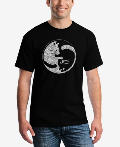 LA Pop Art Мужская футболка с принтом Yin Yang Cat и коротким рукавом