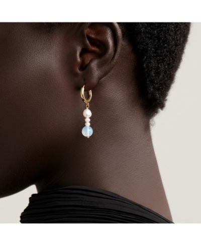 Joey Baby Mismatched Freshwater Pearl Drop Earrings with Gold Hoops