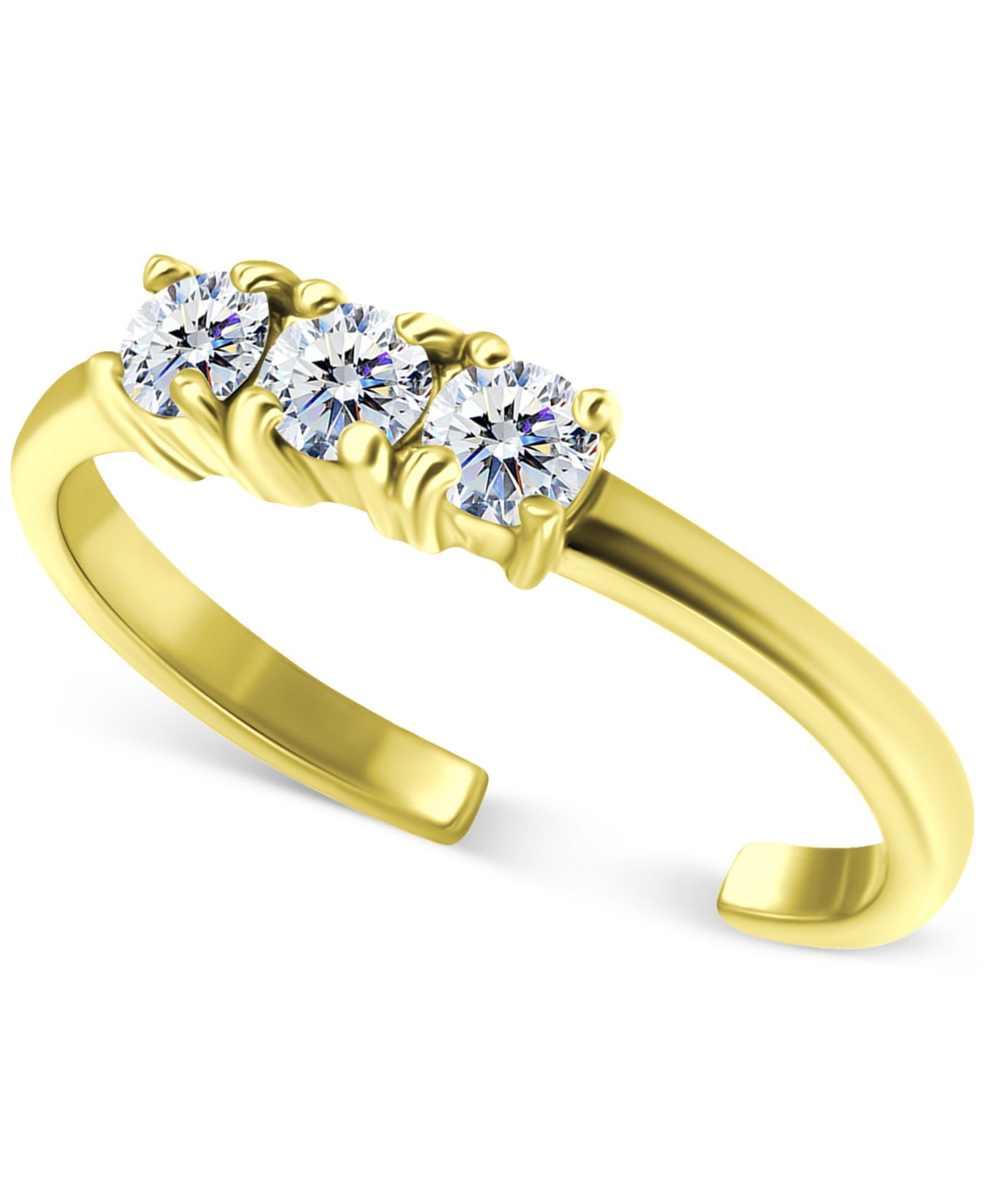 Giani Bernini Cubic Zirconia Three Stone Toe Ring in 18k Gold-Plated Sterling Silver, Created for Macy's