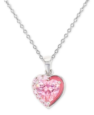 Подвеска-кулон из белого кубического циркония и эмали Heart 18"