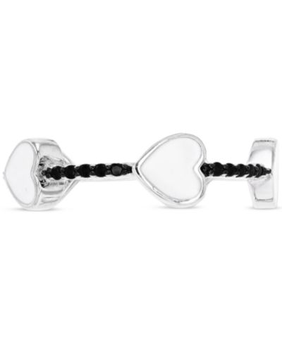 Cubic Zirconia & Red & White Enamel Heart Ring in Sterling Silver (Also in Black Spinel)