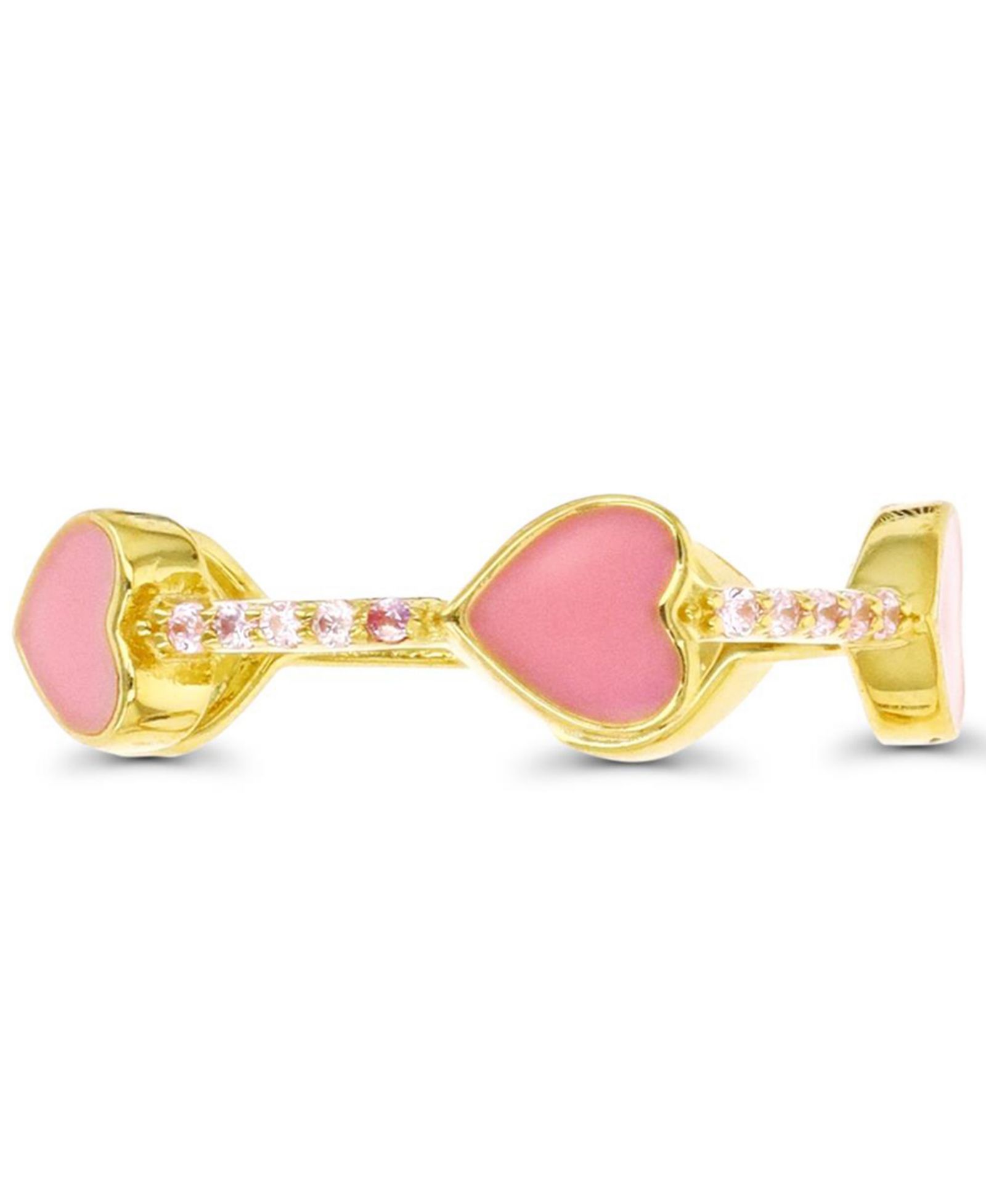 Macy’s Кольцо Eternity с кубическим цирконием (0.25 ct. t.w.) и розовой эмалью в форме сердца из 14K желтого золота поверх стерлингового серебра