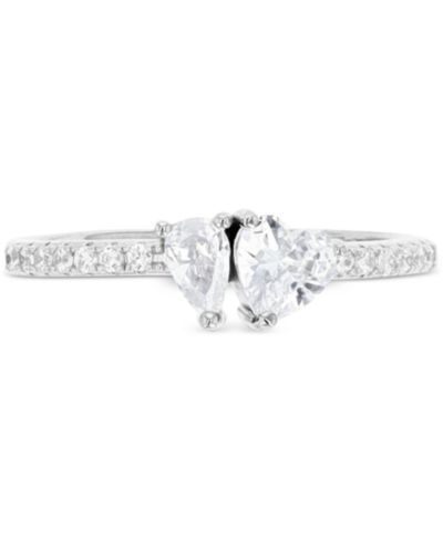 Cubic Zirconia Heart & Pear Two-Stone Ring