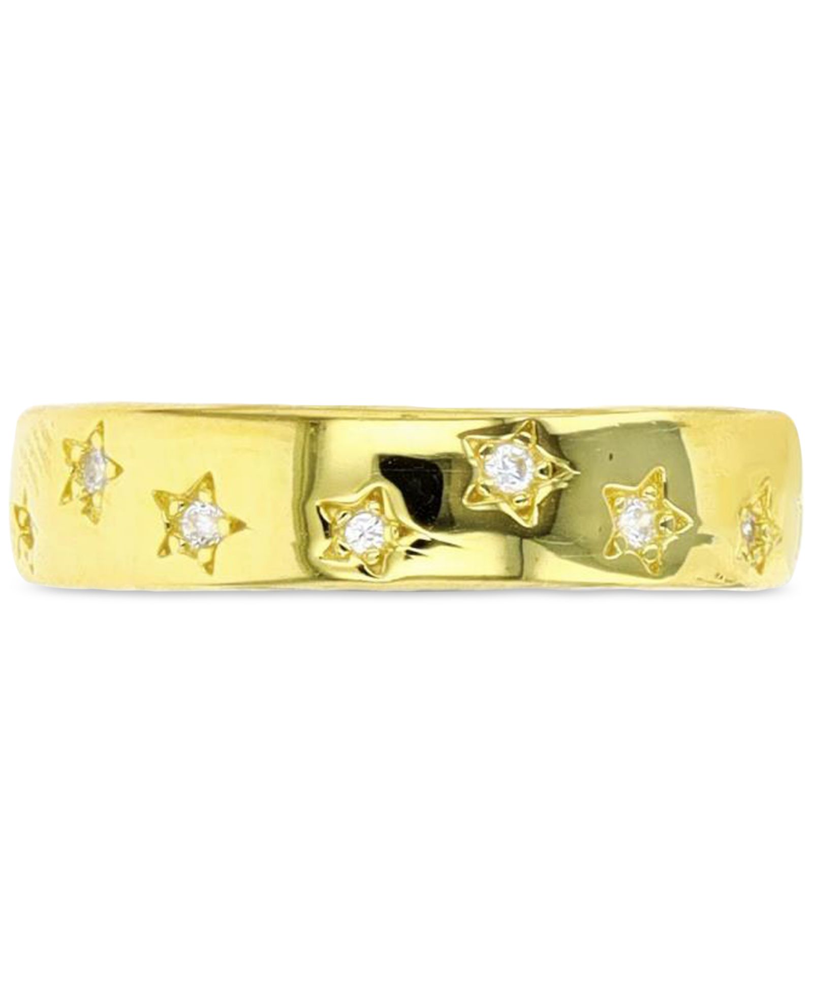 Macy’s Cubic Zirconia Star Band Ring (0.174 ct. t.w.) in 14K Yellow Gold Over Sterling Silver