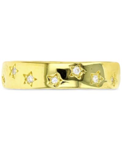 Macy’s Cubic Zirconia Star Band Ring (0.174 ct. t.w.) in 14K Yellow Gold Over Sterling Silver