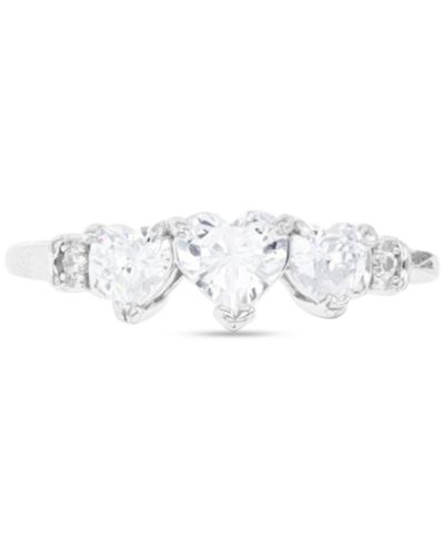 Cubic Zirconia Triple Heart Ring in Sterling Silver