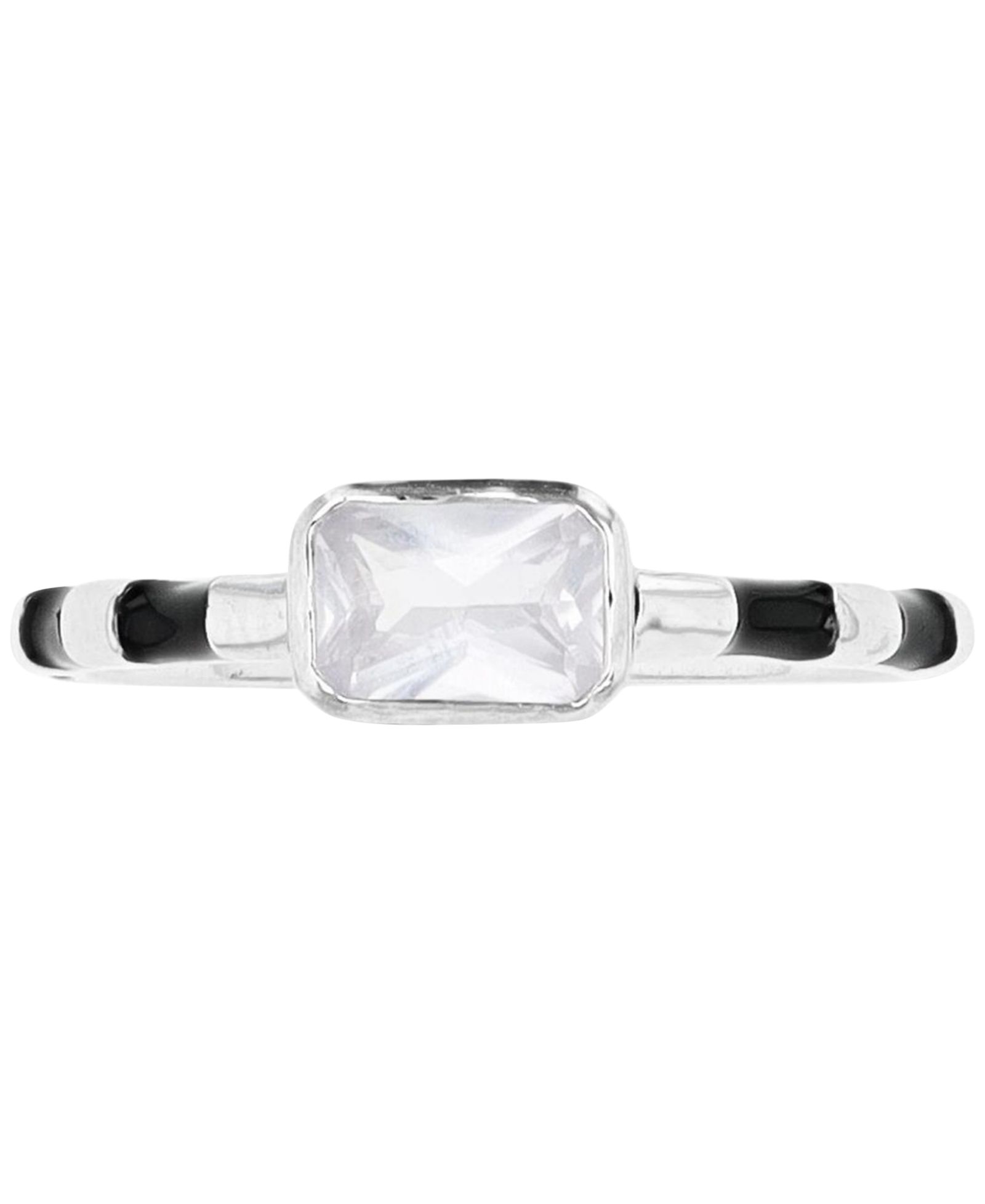Macy's кольцо Cubic Zirconia & Striped Enamel в Sterling Silver