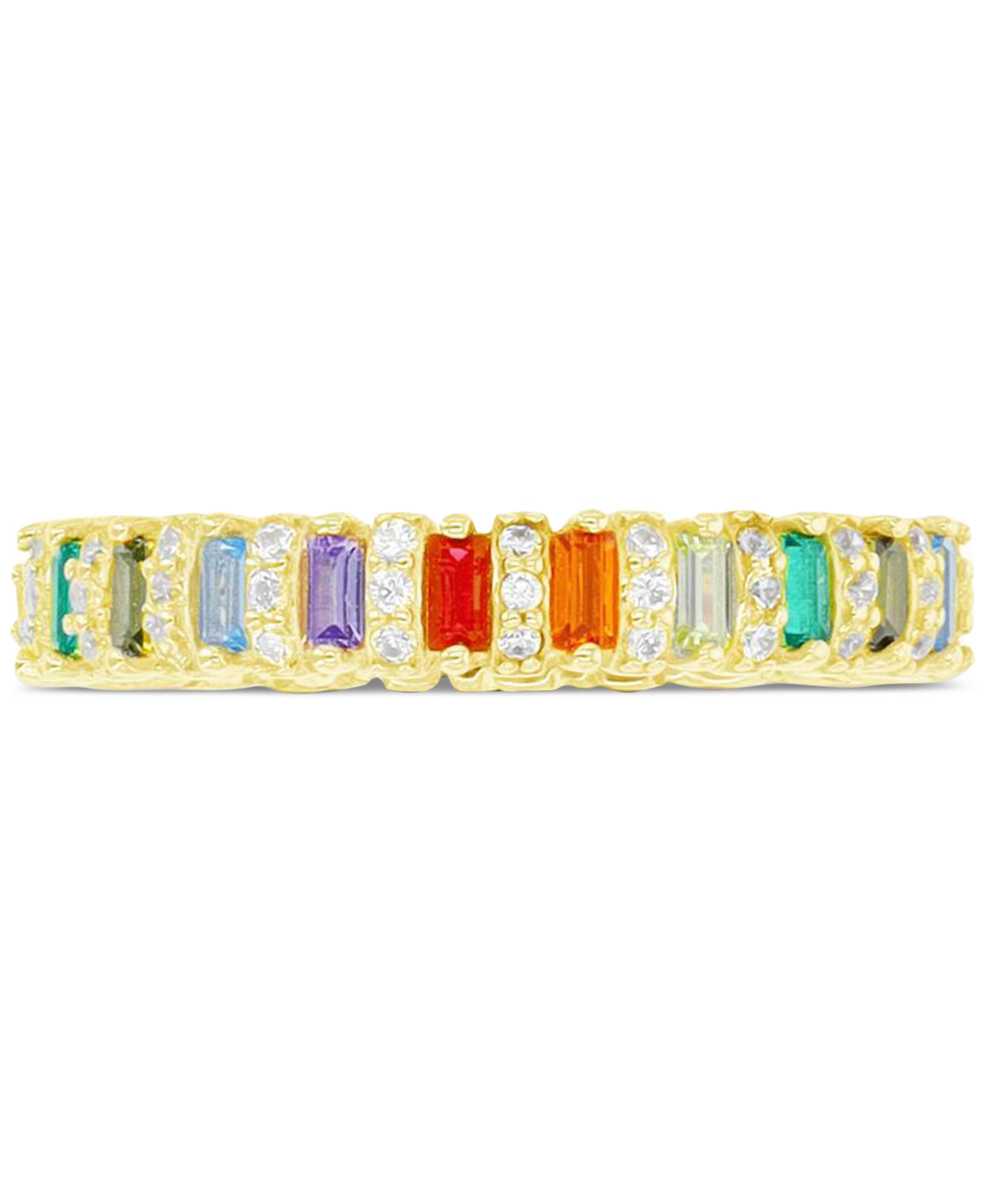Украшение Macy's Cubic Zirconia, Ruby, Created Spinel, & Morganite Nano, Rainbow Eternity в 14K Yellow Gold поверх Sterling Silver