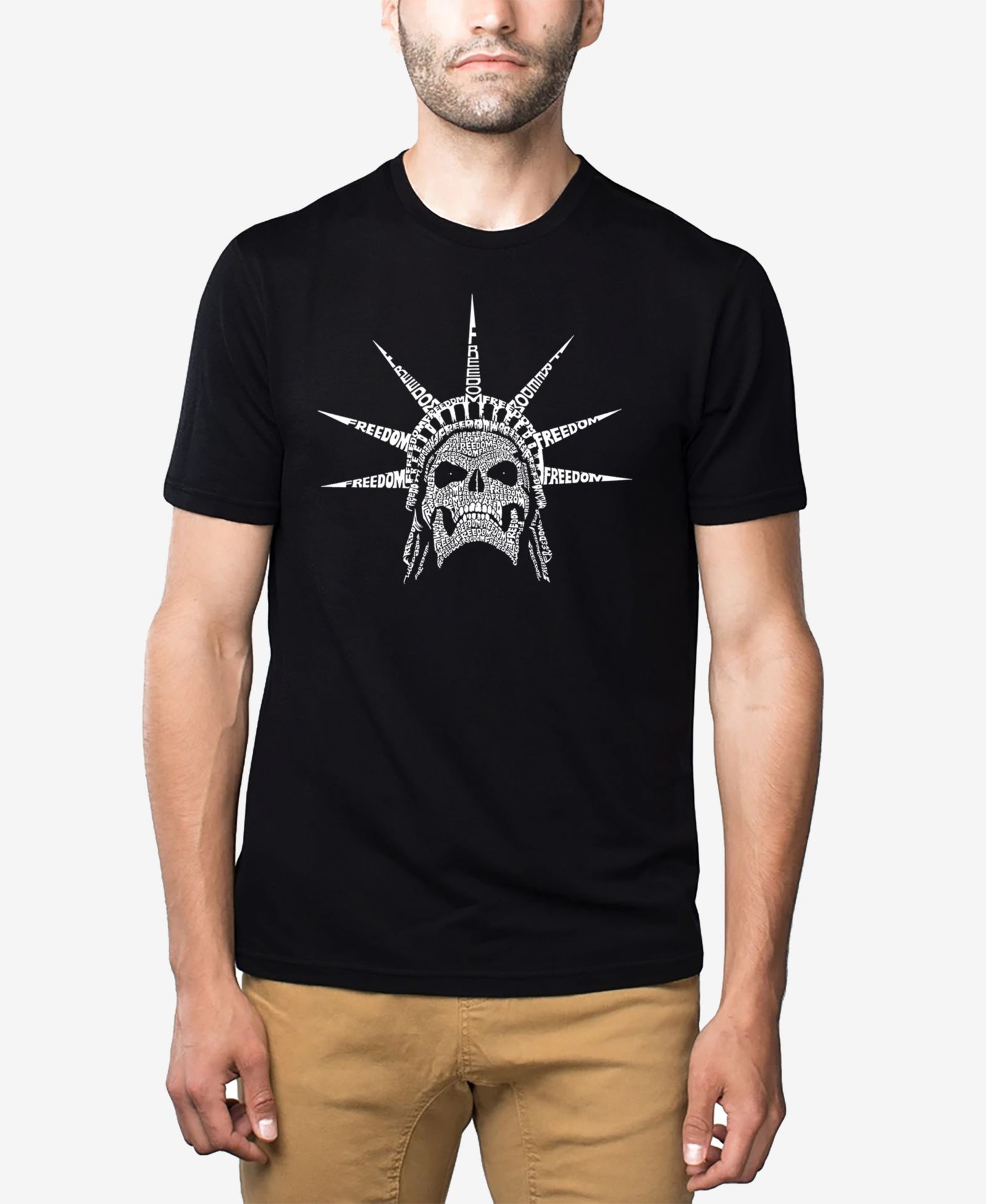 Мужская футболка LA Pop Art Cotton/Poly Blend Word Art - Freedom Skull