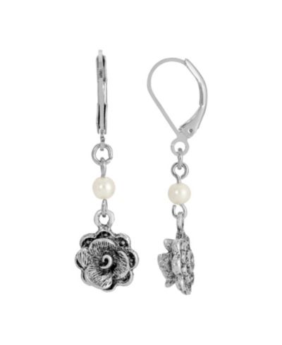 2028 Imitation Pearl Flower Drop Earrings