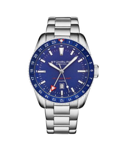Часы Stuhrling Мужской Aquadiver, серебристая нержавеющая сталь, синий циферблат, 49mm круглые