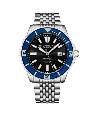 Stuhrling Men s Radiance Heritage 1006 43mm Swiss Automatic Diver Watch, Super-LumiNova Dial, Oyster-Style Bracelet, 200M WR