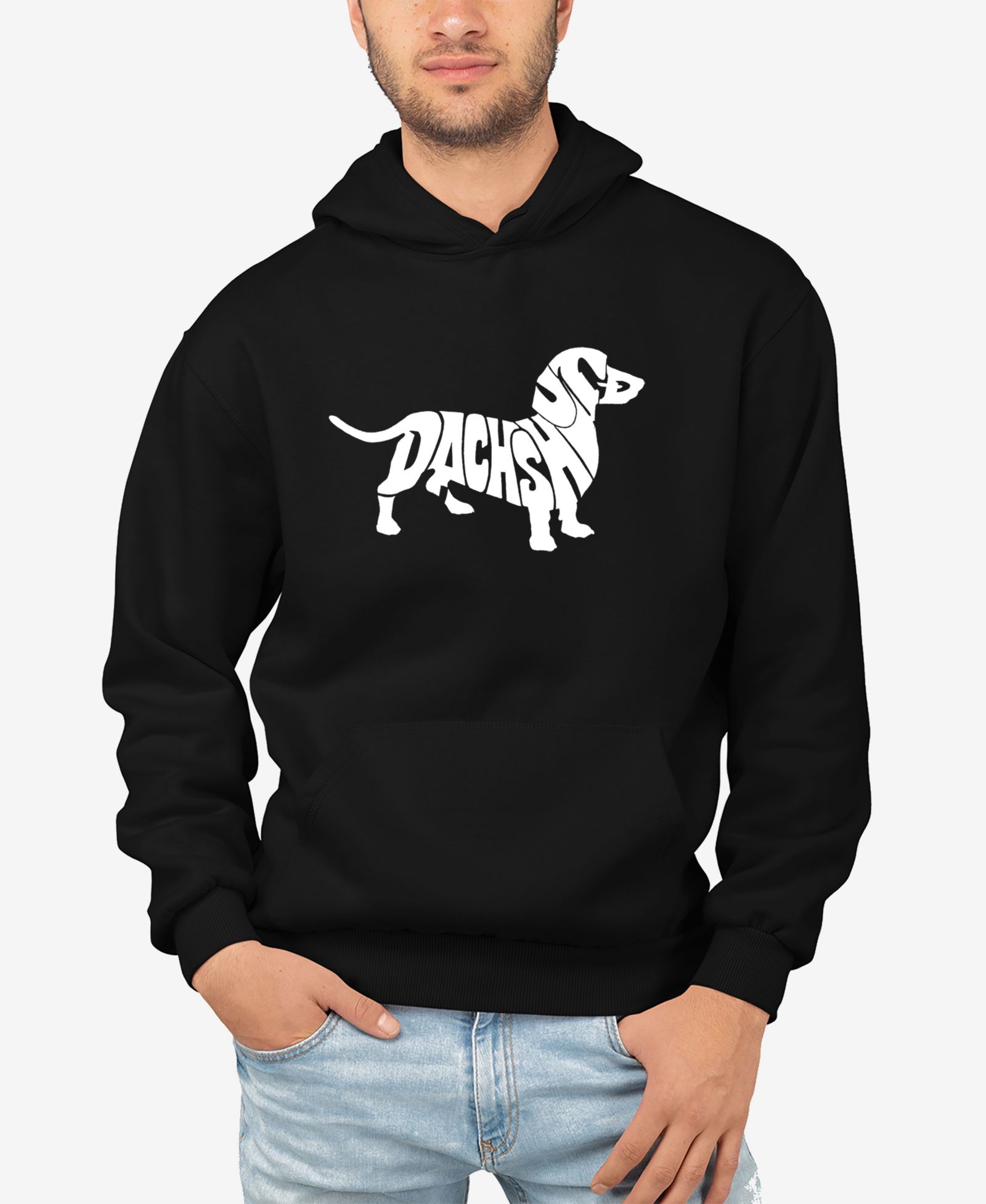 Мужской толстовка с капюшоном LA Pop Art Word Art Dachshund Long Sleeve