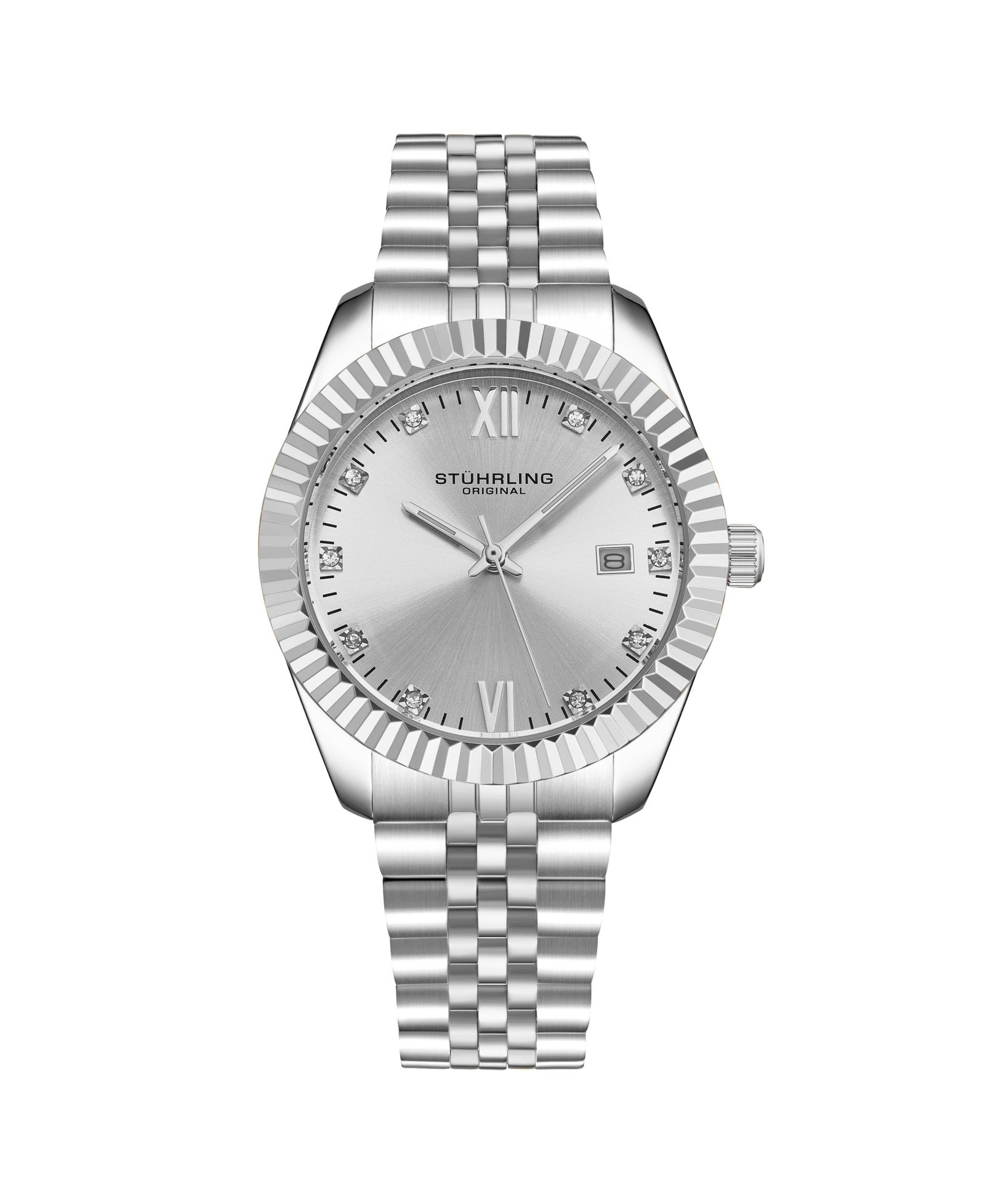 Stuhrling Женские часы Symphony Silver-tone Stainless Steel, Silver-Tone Dial, 45mm Round Watch