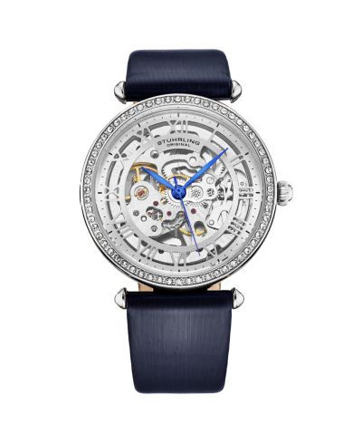 Stuhrling Женские часы Legacy Blue, серебристый циферблат, 45mm