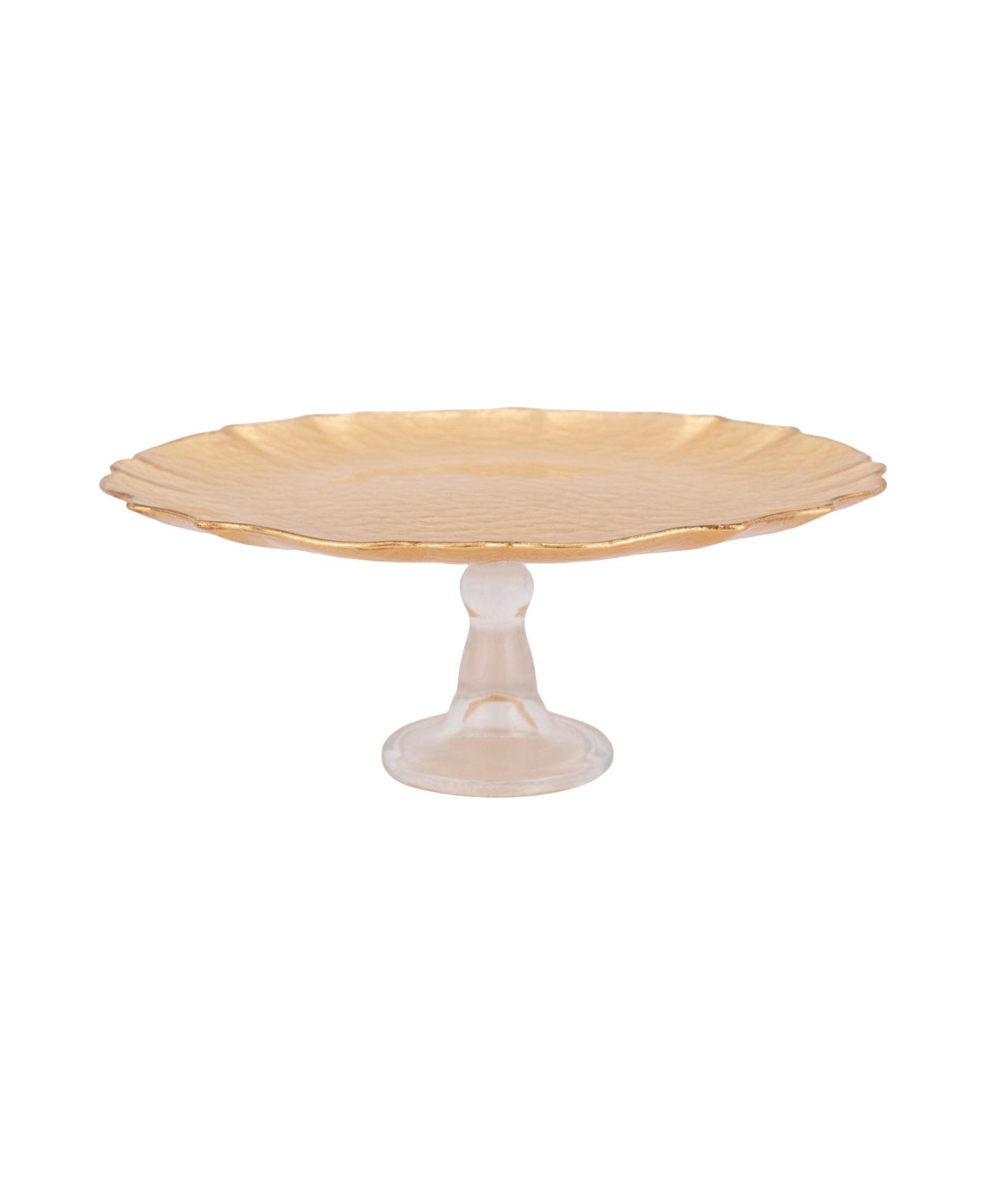 VIETRI Baroque Glass Gold Cake Stand 12.25"