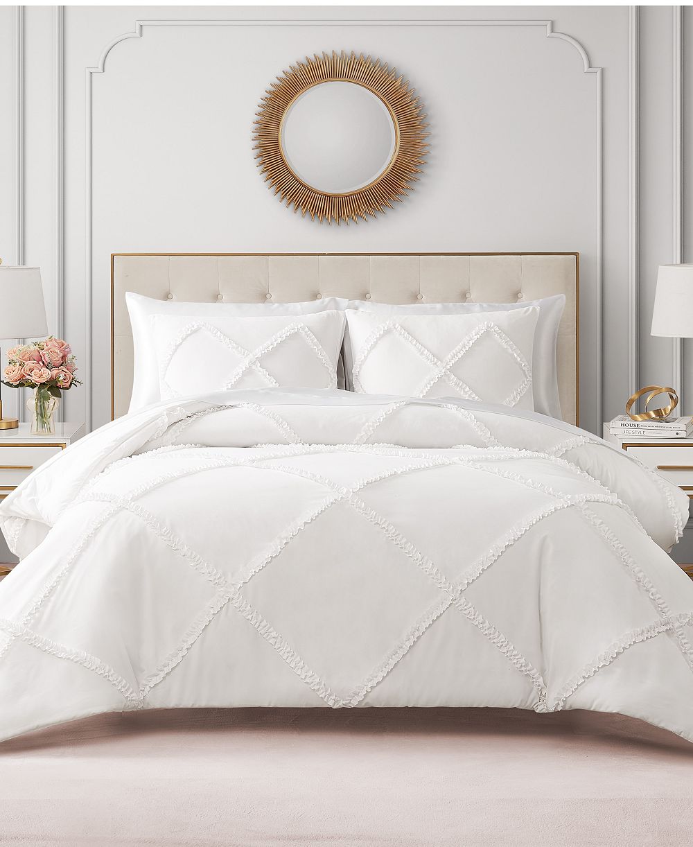Juicy Couture Diamond Ruffle 3 Piece Reversible Comforter Set, King
