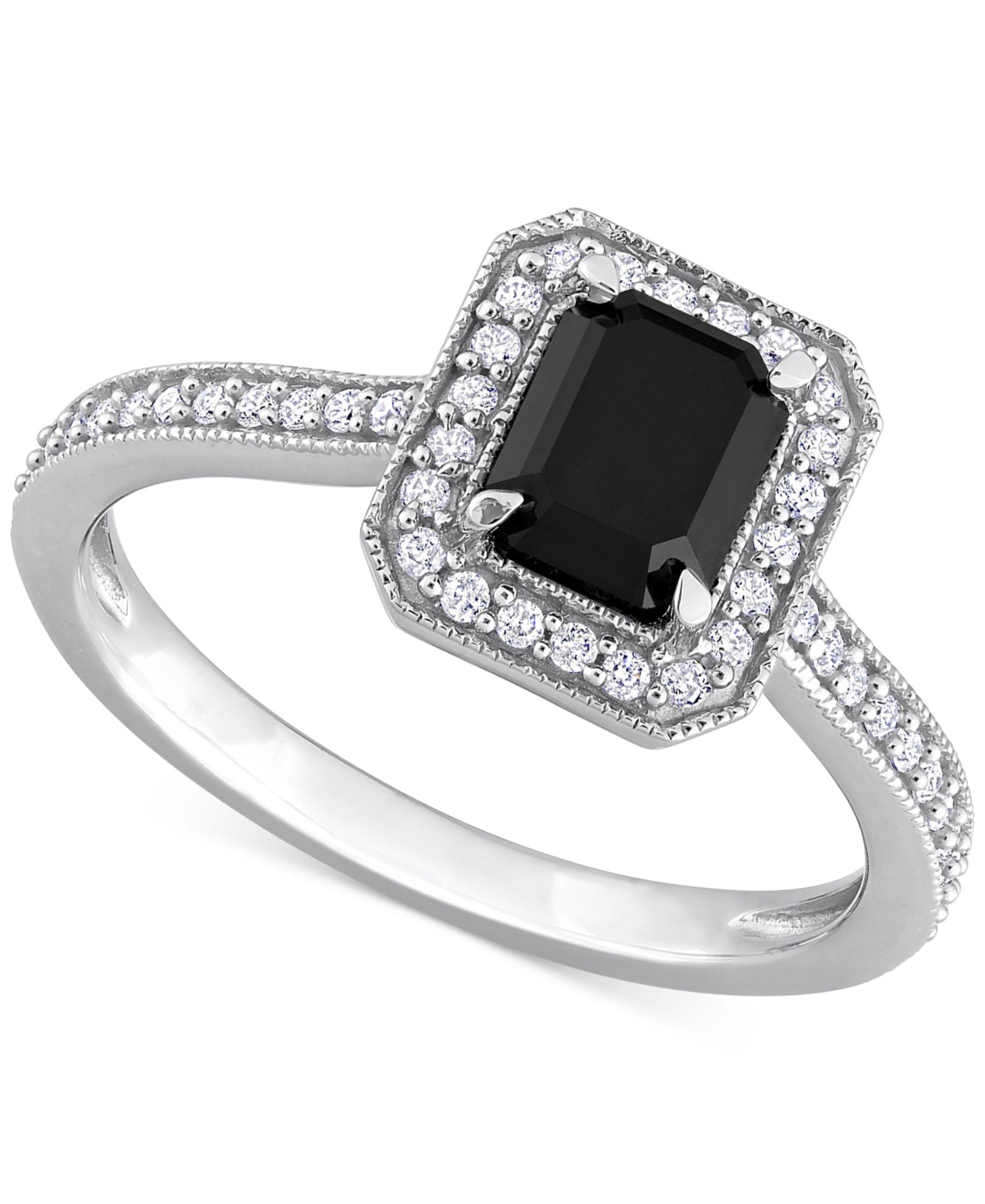 Кольцо Diamond Emerald-Cut Double Halo in 18k White Gold