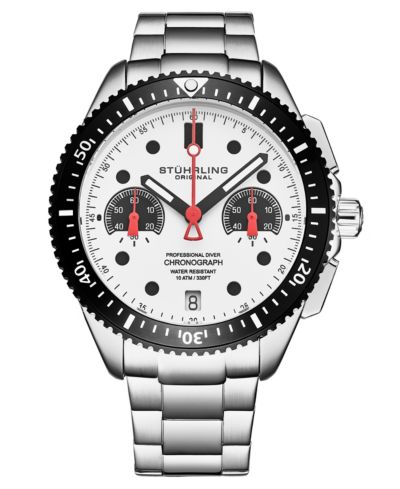 Мужские часы Stuhrling Monaco Silver-tone Stainless Steel, 47mm Round
