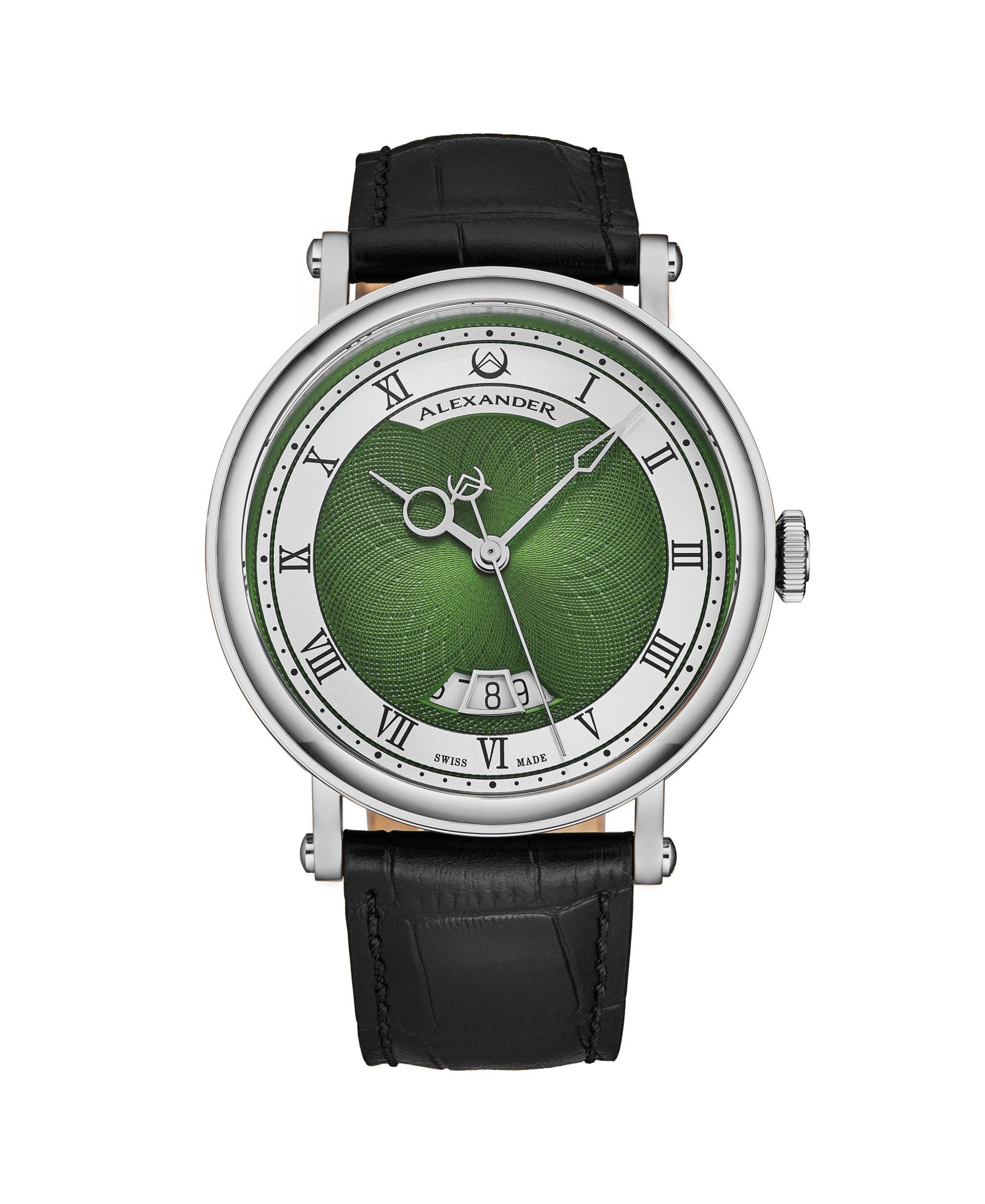 Alexander Мужские часы Triumph Automatic Black Leather, Green Dial, 49mm Round