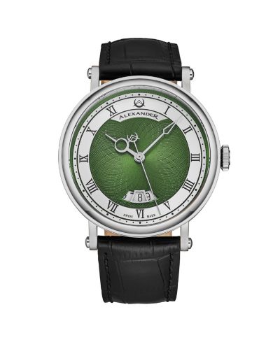 Alexander Мужские часы Triumph Automatic Black Leather, Green Dial, 49mm Round