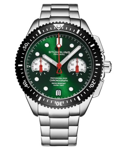 Мужские часы Stuhrling Monaco Silver-tone Stainless Steel, Green Dial, 47mm Round