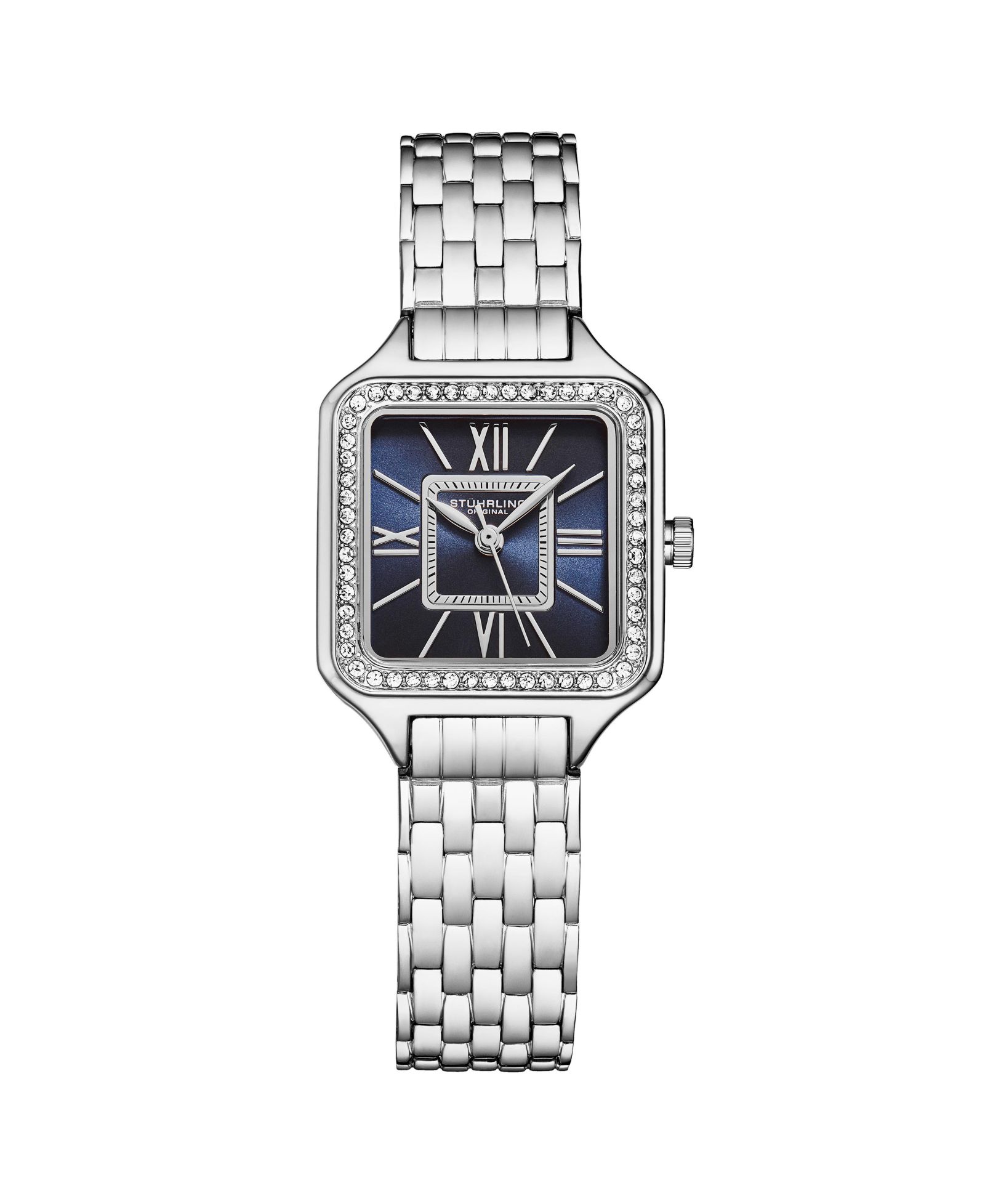 Stuhrling Confidant 4020 Women s Square Watch - Quartz Movement, 27mm Case, Crystal-Accented Bezel, Stainless Steel Bracelet