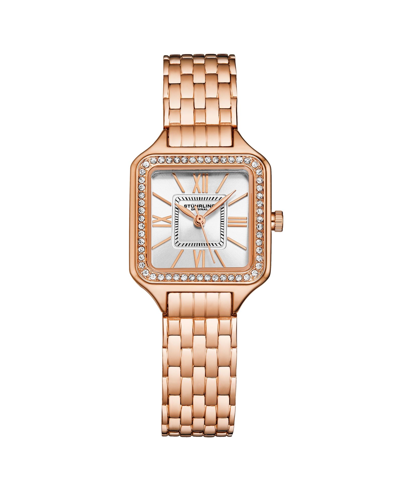 Stuhrling Confidant 4020 Женский Square Watch – Quartz Movement, 27mm Case, Crystal-Accented Bezel, Stainless Steel Bracelet