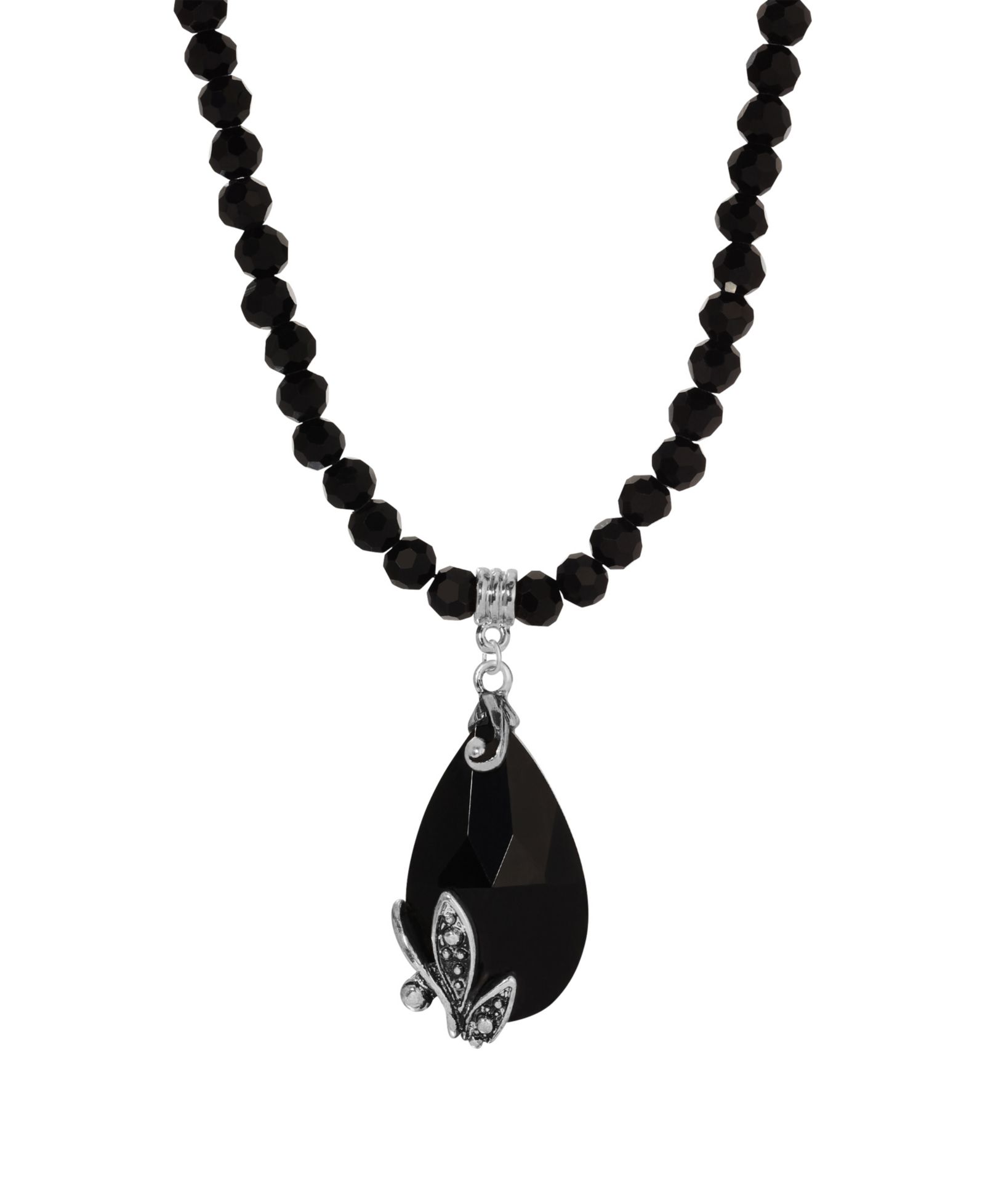 Ожерелье 2028 Glass Black Beaded Teardrop