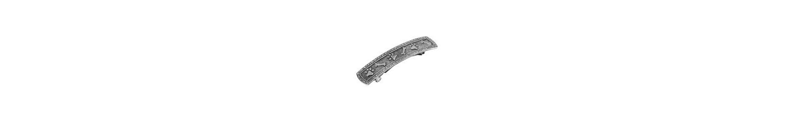 2028 Silver Tone Bone and Paw Barrette