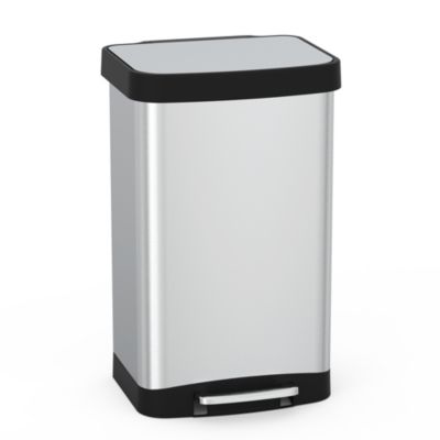 Mega Casa 13 Gal / 50 Liter Rectangle Step-On Stainless Steel Trash Can with Deodorizer Compartment & Quiet Close Lid for Kitchen
