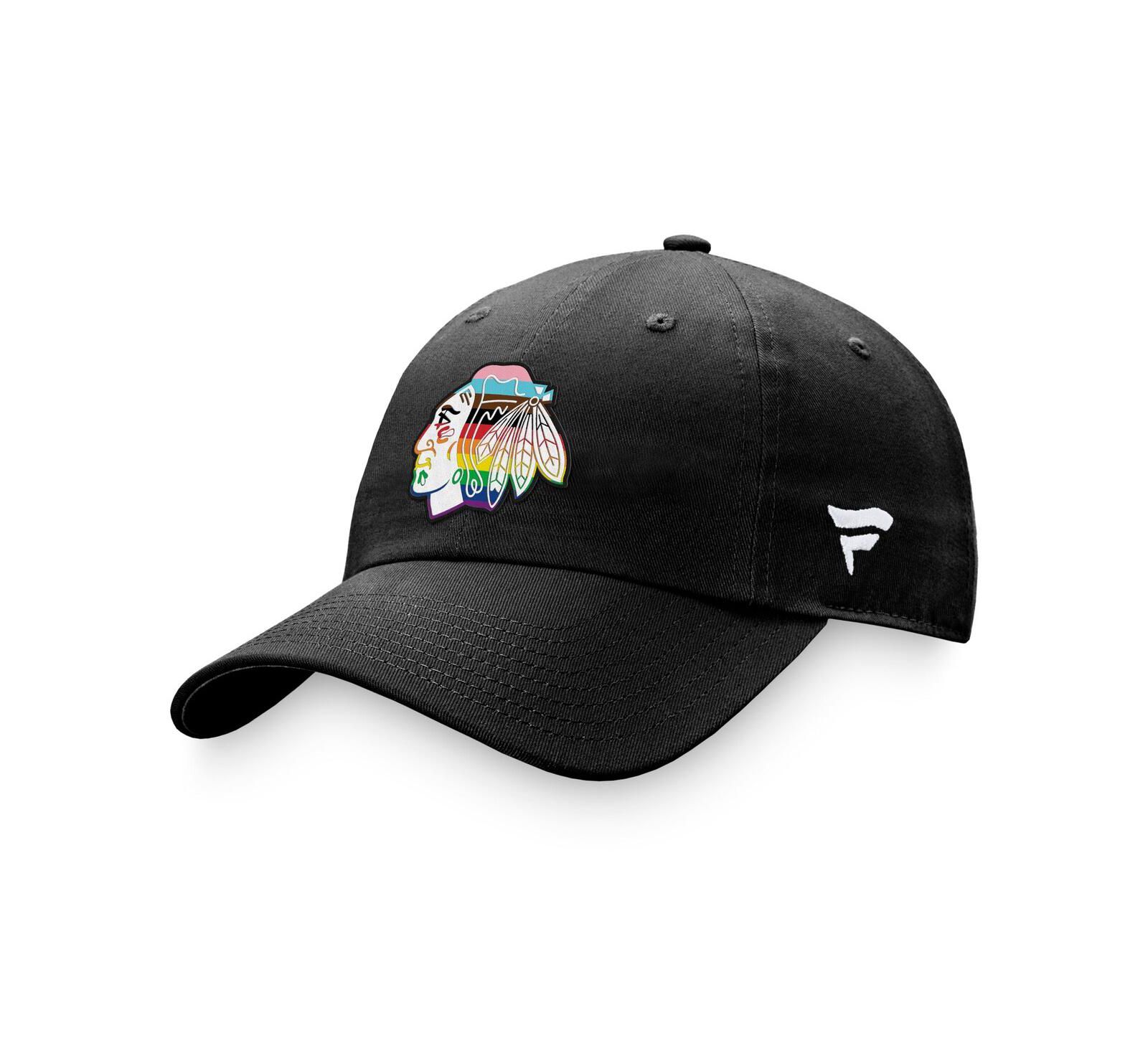 Men's Fanatics Black Chicago Blackhawks Team Logo Pride Adjustable Hat