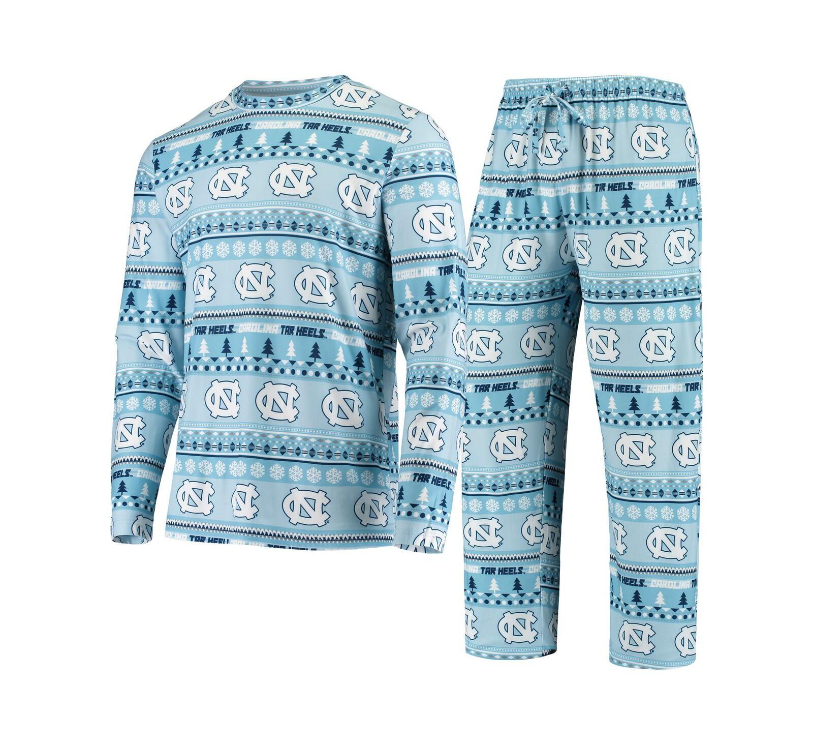 Men's Concepts Sport Carolina Blue North Carolina Tar Heels Ugly Sweater Knit Long Sleeve Top and Pant Set