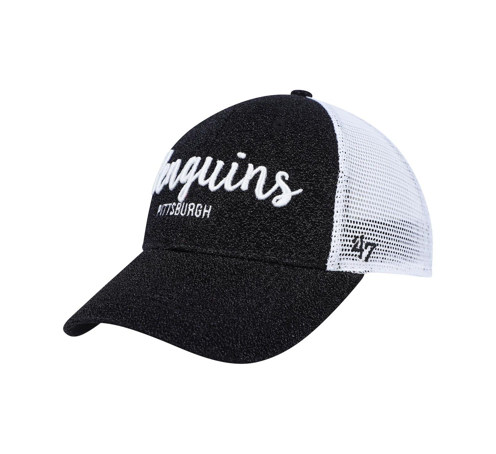 Женская кепка '47 Brand Black, White Pittsburgh Penguins Encore MVP Trucker Snapback