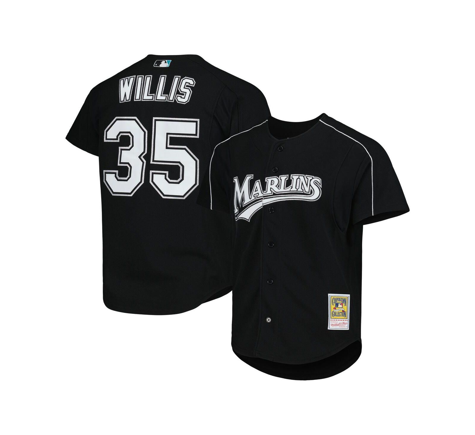 Мужская джерси Mitchell & Ness Dontrelle Willis Black Florida Marlins Cooperstown Collection Mesh Batting Practice Button-Up