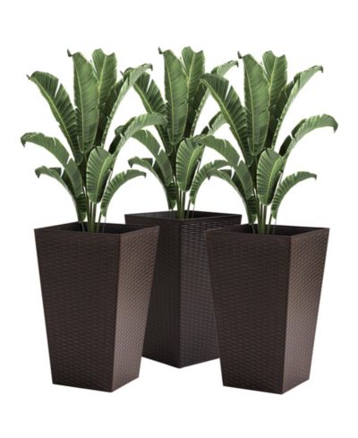 Outsunny Set of 3 Tall Planters Indoor Outdoor Flower Pot Set